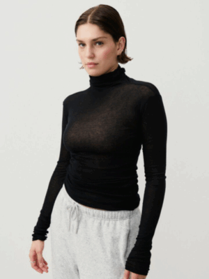 Alternative view of MASSACHUSETTS ROLL NECK - BLACK