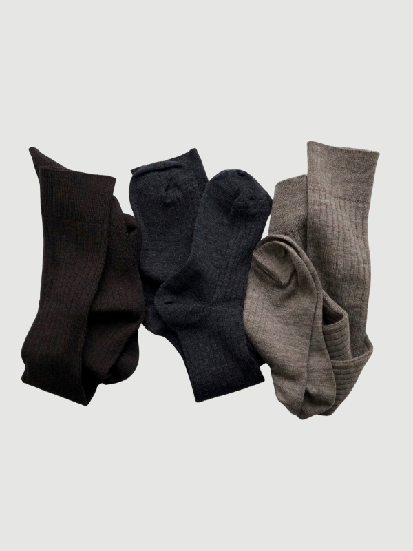 Merino wool ribbed high socks - Hakne