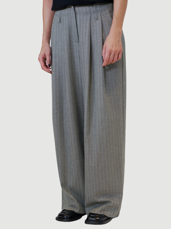 Yin Studio - Loulou Pants - Herringbone Grey - Xs