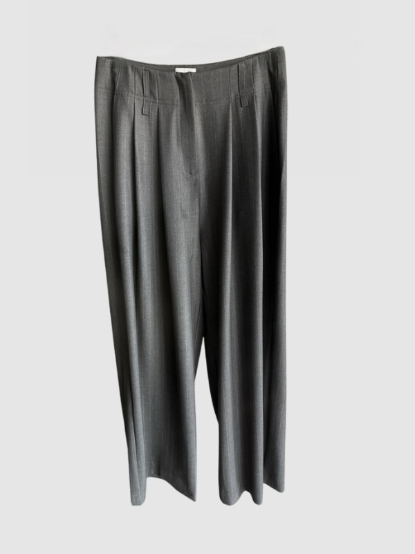 Yin Studio - Loulou Pants - Grey/brown Pinestripe - L