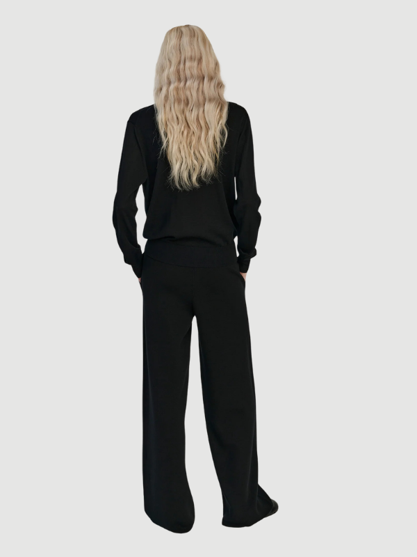 DRAWSTRING PANTS MERINO WOOL - BLACK - Billede 3