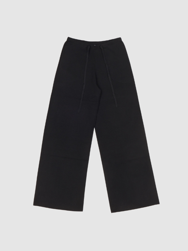 drawstring pants wool merino sorte strikbukser