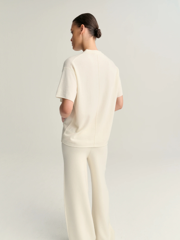 T-SHIRT WOOL CASHMERE - CREAM - Billede 3
