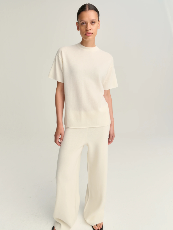 T-SHIRT WOOL CASHMERE - CREAM - Billede 4