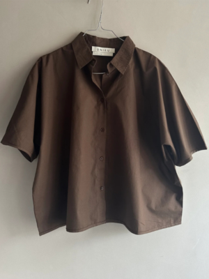 Ocean poplin ss shirt brun