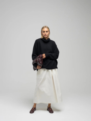 Ocean poplin skirt hvid lang nederdel