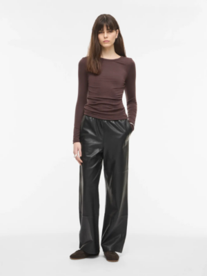Alternative view of ISABEL LEATHER TROUSER - BLACK