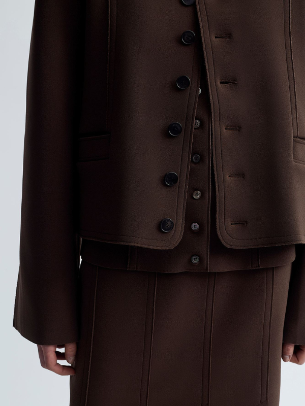 Lay4 cropped jacket dark brown