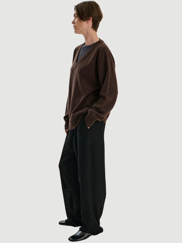 V-neck wool cashmere brun rhea