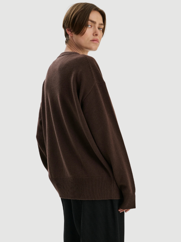 V-neck wool cashmere brun