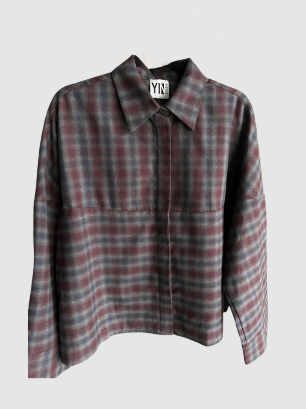 PLUTO SHIRT - CHECK GREY/BURGUNDY