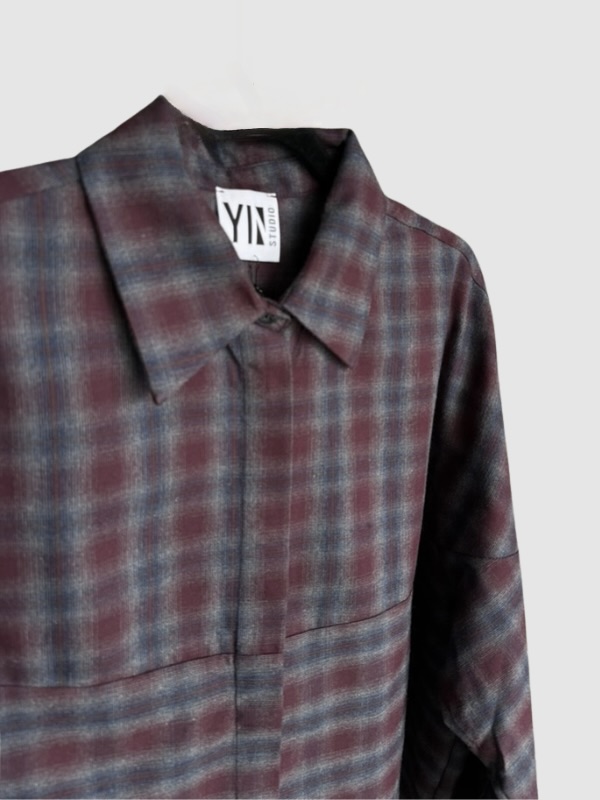 PLUTO SHIRT - CHECK GREY/BURGUNDY - Billede 4