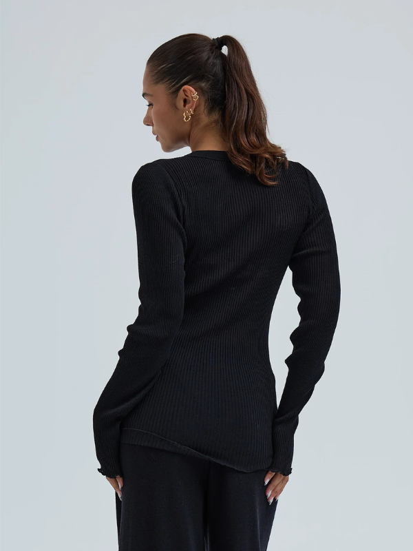 Woolen classic blouse sort